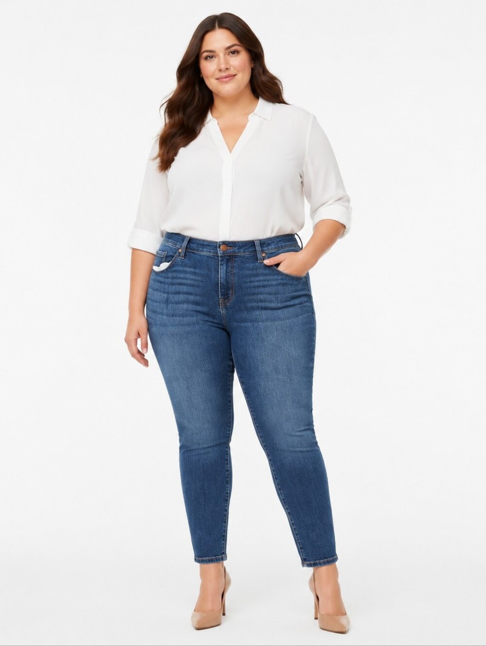 Lane Bryant Women’s Size 16 Skinny Ankle Jeans Medium Wash Stretch Denim.